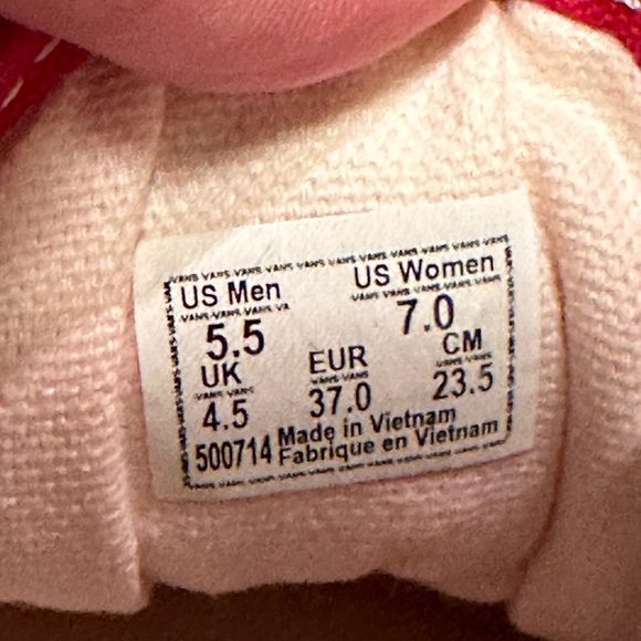 VANS OLD SKOOL SKATE SHOES RED/WHITE CHECKERED Size Women 7 - Men 5.5 - Picture 7 of 7